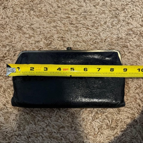 Vintage Hobo International Lauren Clutch Wallet Black Paisley Leather - Picture 8 of 10